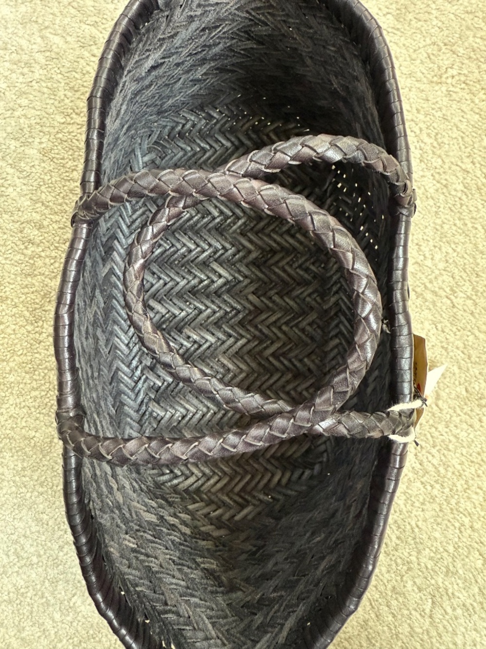 Dragon Diffusion handwoven black leather Triple Jump tote, size Small, NWT - Picture 6 of 13